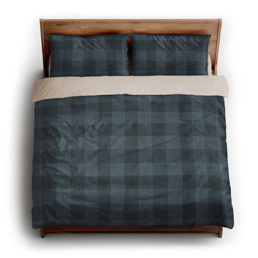 Buffalo Plaid Dark Navy king - microfiber - Natural Backing