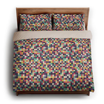 Pixel Mosaic Multicolor Midtone king - microfiber - Natural Backing