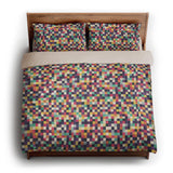 Pixel Mosaic Multicolor Midtone king - microfiber - Natural Backing