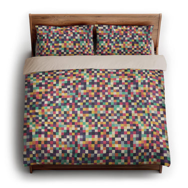 Pixel Mosaic Multicolor Midtone king - microfiber - Natural Backing