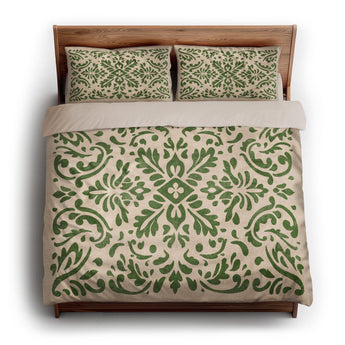 Floranna Ivory & Green king - microfiber - Natural Backing