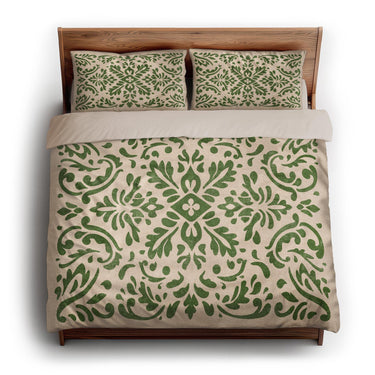 Floranna Ivory & Green king - microfiber - Natural Backing
