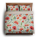 Watercolor Poppies king - microfiber - Natural Backing