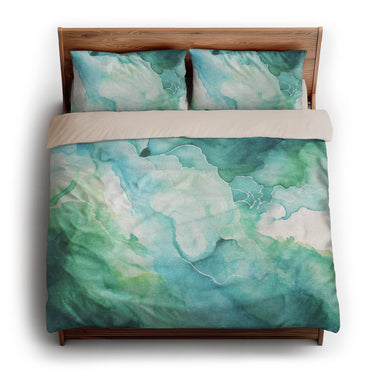 Zephyr Watercolor Emerald king - microfiber - Natural Backing