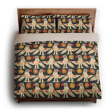 Tribal Birds Black king - microfiber - Natural Backing