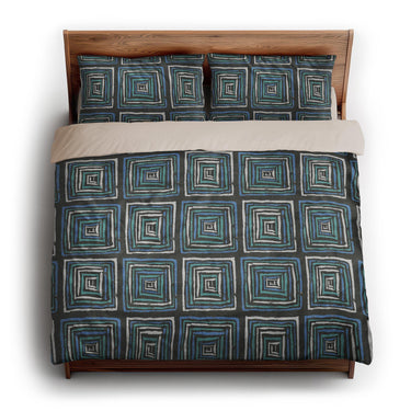 Diego Black & Blue king - microfiber - Natural Backing