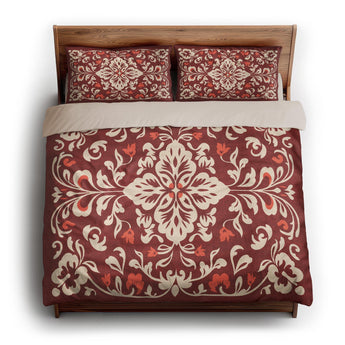 Annette Red & Ivory king - microfiber - Natural Backing