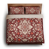 Annette Red & Ivory king - microfiber - Natural Backing