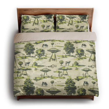 UFO Cow Abduction Toile king - microfiber - Natural Backing