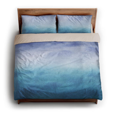 Micah Watercolor Blue & Teal king - microfiber - Natural Backing