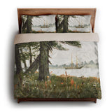 Old Hemlocks by Louis K Harlow king - microfiber - Natural Backing