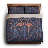 Flamingo Friends Navy king - microfiber - Natural Backing