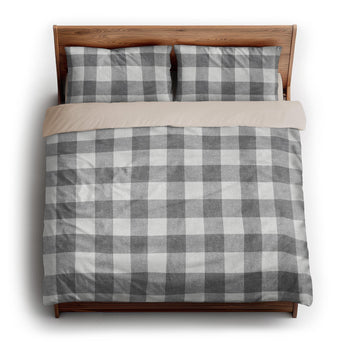 Buffalo Plaid Light Grey king - microfiber - Natural Backing