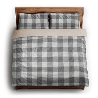 Buffalo Plaid Light Grey king - microfiber - Natural Backing