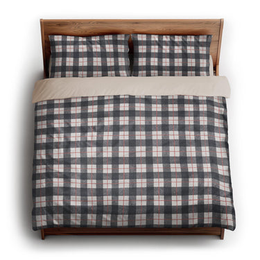 Wallace Plaid Navy & Red king - microfiber - Natural Backing