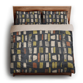 Milo Navy Lime & Terracotta king - microfiber - Natural Backing