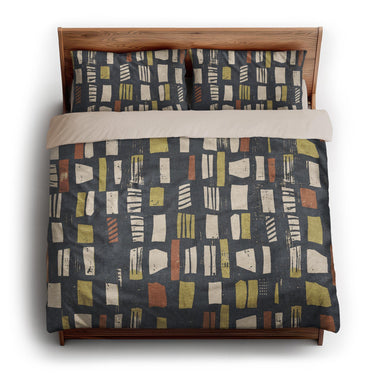 Milo Navy Lime & Terracotta king - microfiber - Natural Backing