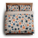 Geometric Confetti Blue & Orange king - microfiber - Natural Backing