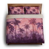 Sunset Palms Pink & Purple king - microfiber - Natural Backing