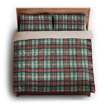 Ferguson Plaid Teal Red king - microfiber - Natural Backing
