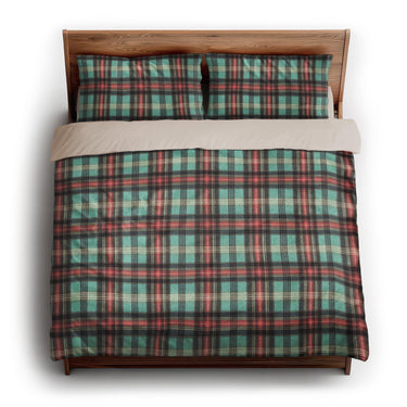 Ferguson Plaid Teal Red king - microfiber - Natural Backing