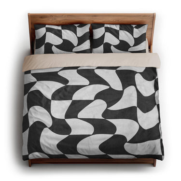 Twyla Checkered Black & White king - microfiber - Natural Backing
