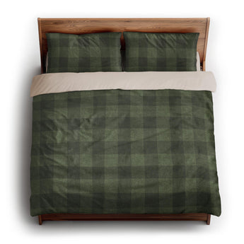 Buffalo Plaid Dark Olive king - microfiber - Natural Backing