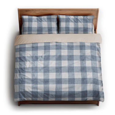 Buffalo Plaid Steel Blue king - microfiber - Natural Backing