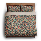 Pixel Mosaic Multicolor Earthtone king - microfiber - Natural Backing