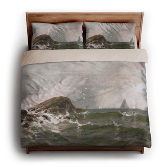 Stormy Narragansett Pier by Thomas Bircher king - microfiber - Natural Backing