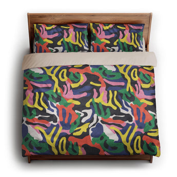 Umberto Black Multicolor king - microfiber - Natural Backing