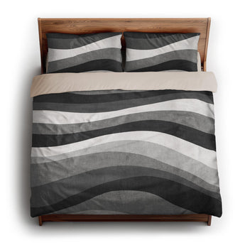 Sinuous Grey Monochrome king - microfiber - Natural Backing
