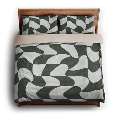 Twyla Checkered Army Green king - microfiber - Natural Backing