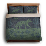 Desert Coyote Midnight Blue & Sage Green king - microfiber - Natural Backing