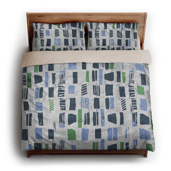 Milo Blue & Green king - microfiber - Natural Backing