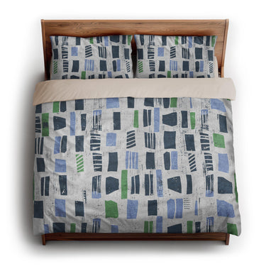 Milo Blue & Green king - microfiber - Natural Backing