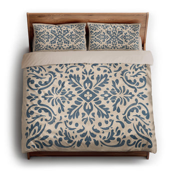 Floranna Ivory & Blue king - microfiber - Natural Backing