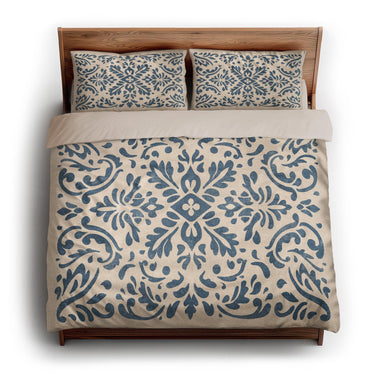Floranna Ivory & Blue king - microfiber - Natural Backing