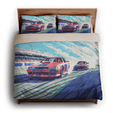 8 Bit Stock Cars king - microfiber - Natural Backing