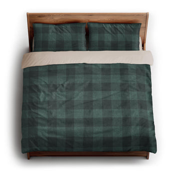 Buffalo Plaid Deep Teal king - microfiber - Natural Backing