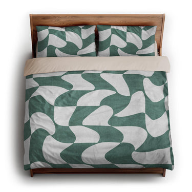 Twyla Checkered Aquamarine king - microfiber - Natural Backing