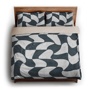 Twyla Checkered Navy king - microfiber - Natural Backing