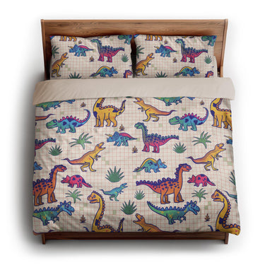 Doodle Dinos king - microfiber - Natural Backing