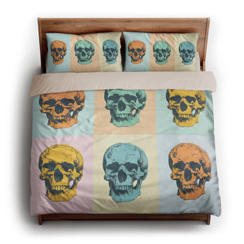Pop Art Skulls king - microfiber - Natural Backing