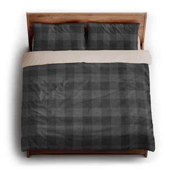 Buffalo Plaid Charcoal Black king - microfiber - Natural Backing