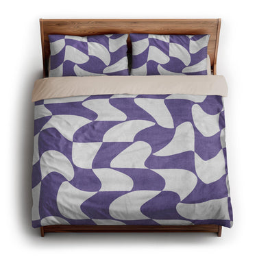 Twyla Checkered Periwinkle king - microfiber - Natural Backing