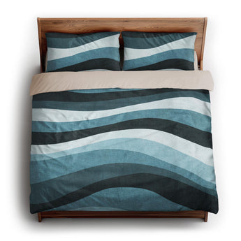 Sinuous Teal Monochrome king - microfiber - Natural Backing