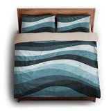 Sinuous Teal Monochrome king - microfiber - Natural Backing