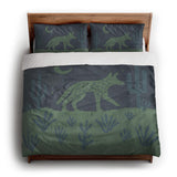 Desert Coyote Midnight Blue & Sage Green king - cotton - White Backing