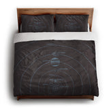 Solar System Burgandy & Powder Blue king - cotton - White Backing